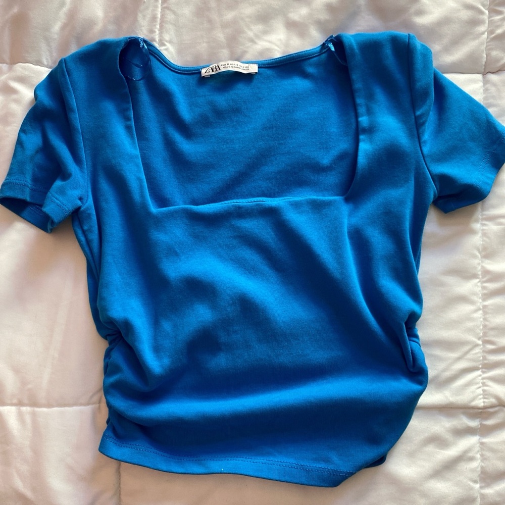 Zara blue crop top